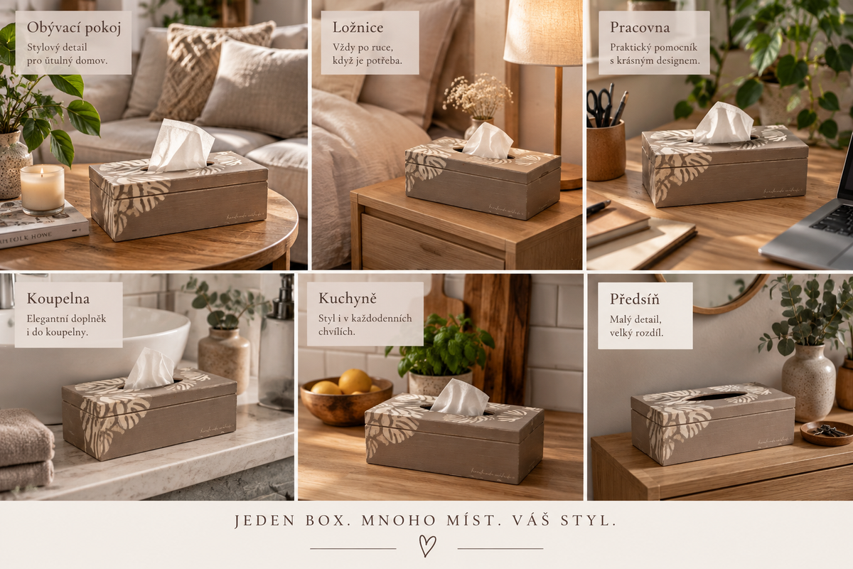 Box na kapesníky – Přírodní monstera