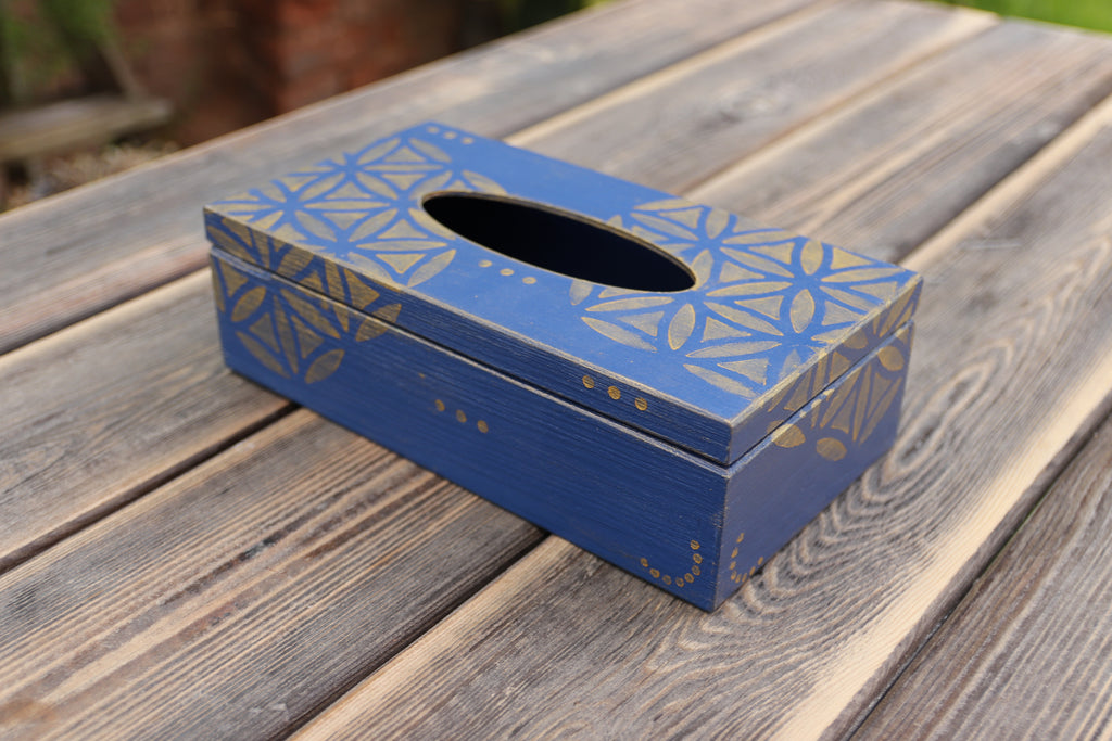 Box na kapesníky – Modrý ornament