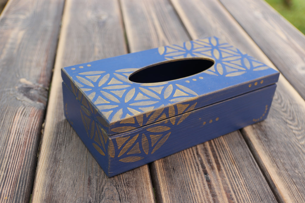 Box na kapesníky – Modrý ornament