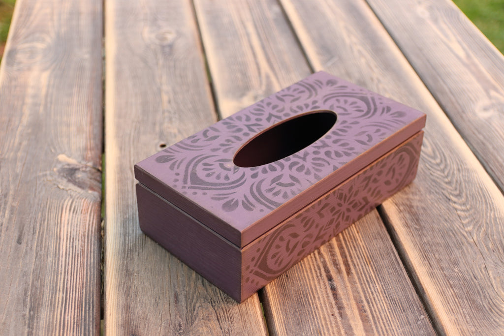 Box na kapesníky – Ornament v levanduli