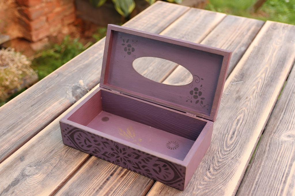 Box na kapesníky – Ornament v levanduli